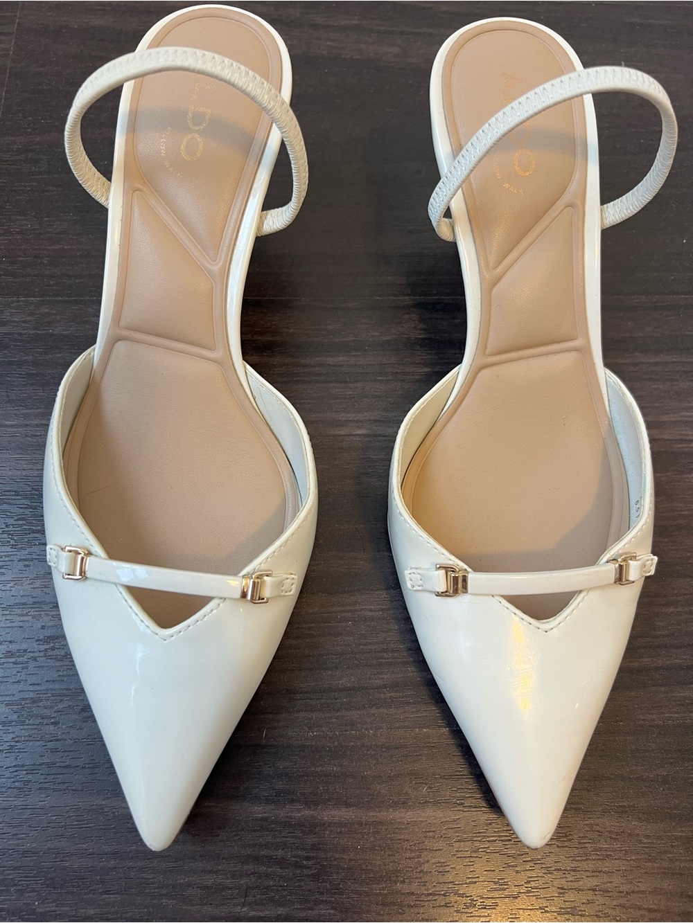 Aldo Pillow Walk White Slingback Kitten Heels